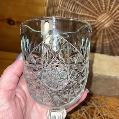 Vintage Libbey Ornate Hobstar Stem Footed Water 10 oz 7.25 in Goblets Lot of 2