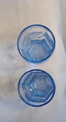 2 Libbey Chivalry Blue Juice Glasses Set Rock Textured Paneled Facet Pair 4 Inch