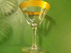 Vintage Antique Clear Gold Encrusted Optic Champagne Glass 5″ (KM 2)
