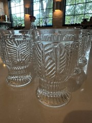 Vtg/Dansk Bohemian Cocktail/Juice Glasses, Embossed Leaf/Art Glass/MCM/Set Of 6