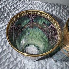 J Preziosi Lavorato A Mano Made in Italy Green Tumbler Glasses Pair
