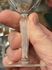 Set Of 6 JG Durand SOGARO Glass Goblet Frosted Angular Stem Cristal D’Arques 2oz
