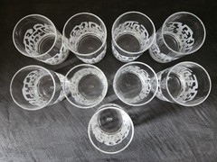 DOROTHY THORPE Pitcher and 9 tumbler/low ball/rocks glasses