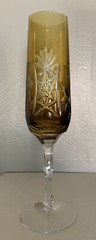 Vintage Cut To Clear Bohemian Amber Color Flute Champagne Made In Germany