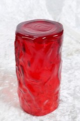 4 Seneca Driftwood Red Flat Iced Tea Glass Tumblers 16 Oz 5 3/4″ Crinkle