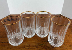 4 Longchamp 24K Gold Tumbler Highball Glasses Cristal d’Arques Crystal 12 Oz Box