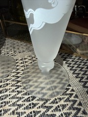 Vintage Libbey Cavalcade Frosted Pilsner Glasses 8” Pair (2) Jumping Horses MCM