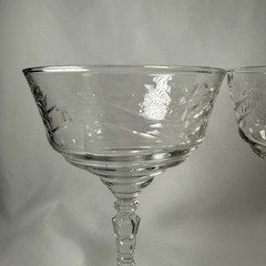 Rock Sharpe Arctic Rose Sherbet Glasses Cambridge Cut Crystal Dessert Set of 2