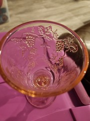 Indiana Glass Pink Tiara Last Supper Cross Chalice Wine Goblet – 7″ Tall