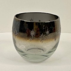 Vitreon Queen’s Lustreware Roly Poly Embossed Atomic Star Glasses w Chrome Caddy