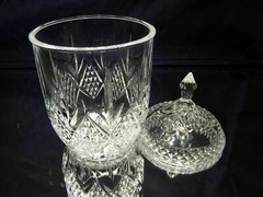 CLEAR CRYSTAL COVERED BISQUIT~GINGER JAR