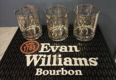 Set 3 Georges Briard Double Old Fashioned Glass Gold Lattice Diamond Pattern MCM