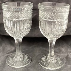 Vintage Libbey Radiant Water Wine Goblets Glasses Set of Two (2) Pressed Glass