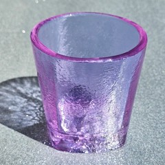 💜 Excellent Used 💜 Lavender On The Rocks Glass 💜 Signed 💜 Fire and Light