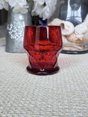Vintage Viking Ruby Red Georgian Honeycomb 4” Drinking Glass