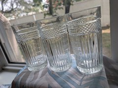 Set of 3 Libbey Radiant Clear Tumbler Glasses Classic MCM 15 oz Barware Sturdy