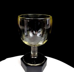 Bartlett Collins Glass Thumbprint Clear Mold Blown Antique 6 1/8″ Goblet 1915-