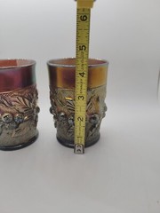 Northwood Acorn Burrs Purple Amethyst Iridescent 4″ Tall Tumblers Set Of 2