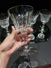 set (4) Water Goblet Glasses 6-3/8″ Signed Baccarat «Piccadilly» cut crystal