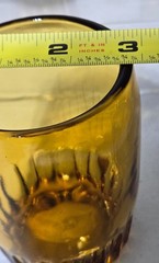 RARE Vintage 3 BARTLETT COLLINS Glass Hotel Barrel Tumblers AMBER Stamped BC