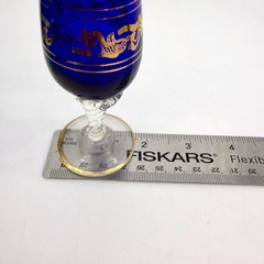 Cordial Glasses Set 2 Kamenicky Senov Czech Cobalt Aqua Gold Gilt Twist