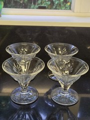 Fostoria Glass Baroque Clear 4 Sherbet Champagne Glasses Stemware Holds 5 oz VGC