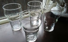 Rare set vtg 6 Libbey Star HT wavy clear fountain soda shop glassware 7 oz 5″
