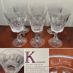 Set of 6 Vintage WATERFORD CRYSTAL Kenmare 10 oz. Water/Wine Glasses IRELAND