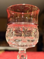 Vintage Tiffin Franciscan Kings Crown Ruby Flash Thumbprint Cordials Set of 5