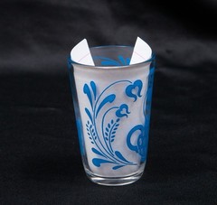 Antique Blue Swanky Swigs Kraft Foods Juice Glass Vintage Collectible 1950s