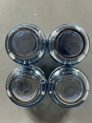 Vintage Set of 4 Libby Mary Gregory Smoke Blue Lowball Glasses Children Fishing