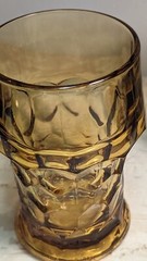 4 MCM Vintage Anchor Hocking Georgian Amber Topaz Bar Tumbler Glasses Honeycomb