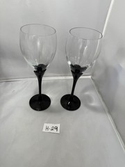 Colony Amaryllis Wine Glasses Black Stem Clear Crystal Non FrostedSet of 2
