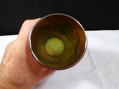 Vintage Fenton Green Carnival Glass Butterfly & Fern Pattern Tumbler