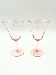 Set of 2 Tiffin Franciscan Pink Depression Glass Wine Glasses