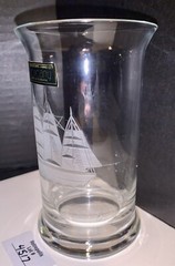 Toscany Etched Crystal Clipper Schooner Ship Highball Glass Vintage Nautical