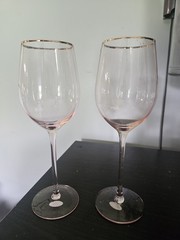 Pink blush Wine Glasses With Gold Rim