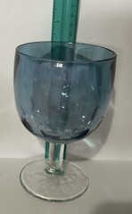 1 Vtg Bartlett Collins Blue Glass Thumbprint Water Wine Beer Goblets MCM