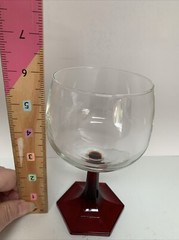 France Luminarc Ruby Red Octagon Stemmed Wine Glass Barware Drinkware 10.5oz