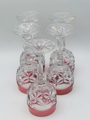 5 Nachtmann Amaris Crystal Hock Wine Glasses Ruby Red Flashed Pressed 7 5/8″
