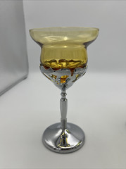 Stemmed Farber Bros Krome Kraft Cambridge Glasses Amethyst Green Amber Set of 4