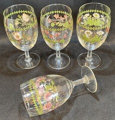 (4) PORTMEIRION Botanic Garden 18oz. 7” Tall Water Goblets Wine Glasses
