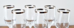 Set Of 6 Silver Rimmed Shot Liquor Glasses 4-3/4″ tall 3 fl oz