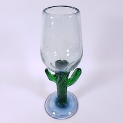 Mexican BLOWN GLASS Cactus Southwest Blue Green Yellow Wine Water GOBLET SET