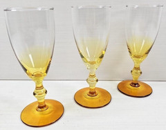 (3) Libbey Forever Amber Whiskey Sour Glasses Set Clear Yellow Stemware MCM Lot