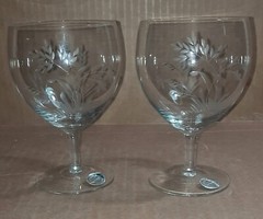 GOBLET WATER Set of 2 «Wildflowers» Cut Crystal By Fine Arts Sterling Silver Co.