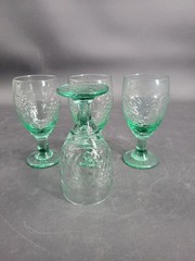 Set of 4 Vintage Libbey Orchard Fruit «Spanish Green» Water Goblets – 7″ 16oz
