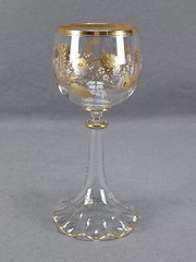 Antique Josephinenhutte White Enamel Raised Gold & Platinum Hock Wine Roemer