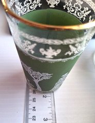 4 Vintage Jeanette Wedgwood Jasperware Grn Greek Hellinic Glasses juice whiskey