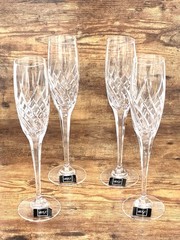 Set of 4 Mikasa Preview XY 732/007 Crystal Champagne Flute Glasses Slovenia